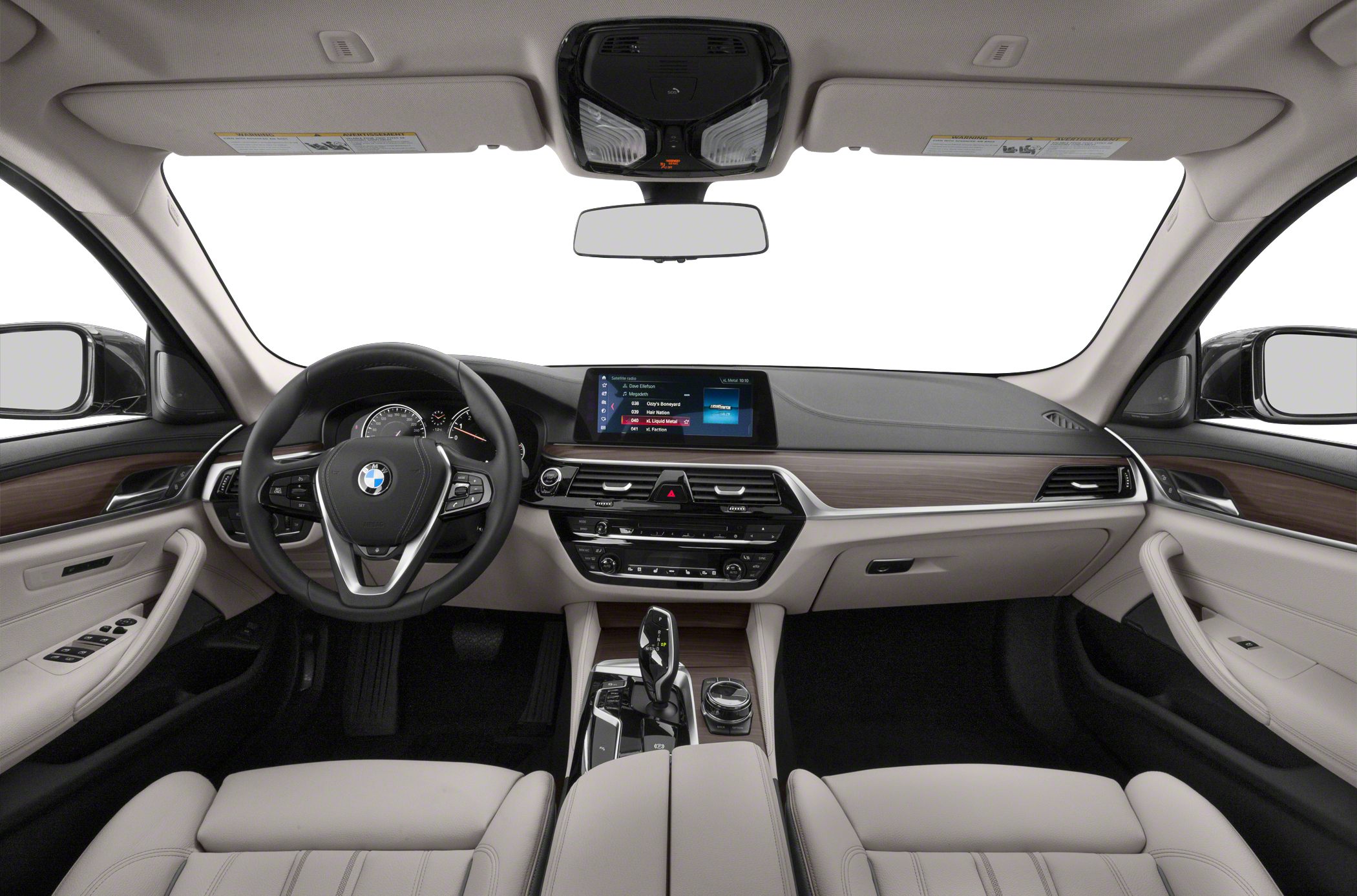 Modern interior dashboard and center console with steering wheel