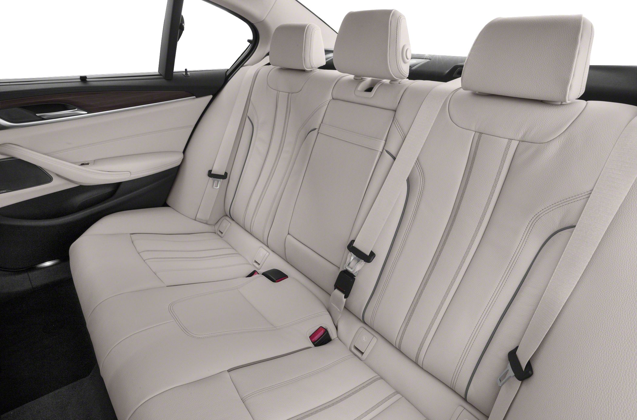 Rear seat leather upholstery with headrests and seat belts