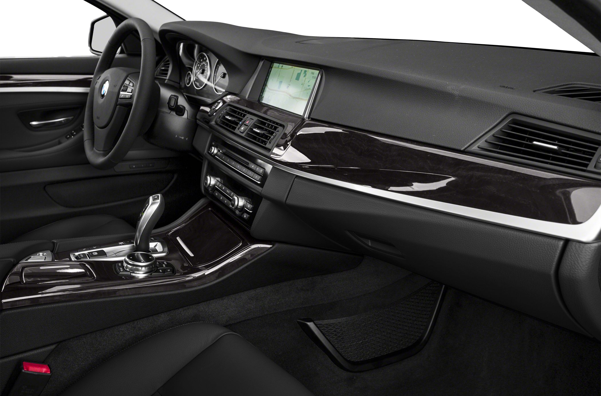 Dashboard, center console, and infotainment system inside a premium vehicle