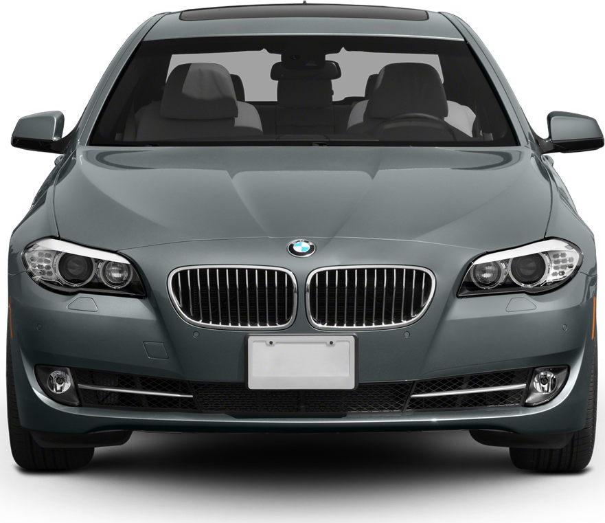 Front view with kidney grille and dual headlights on luxury sedan