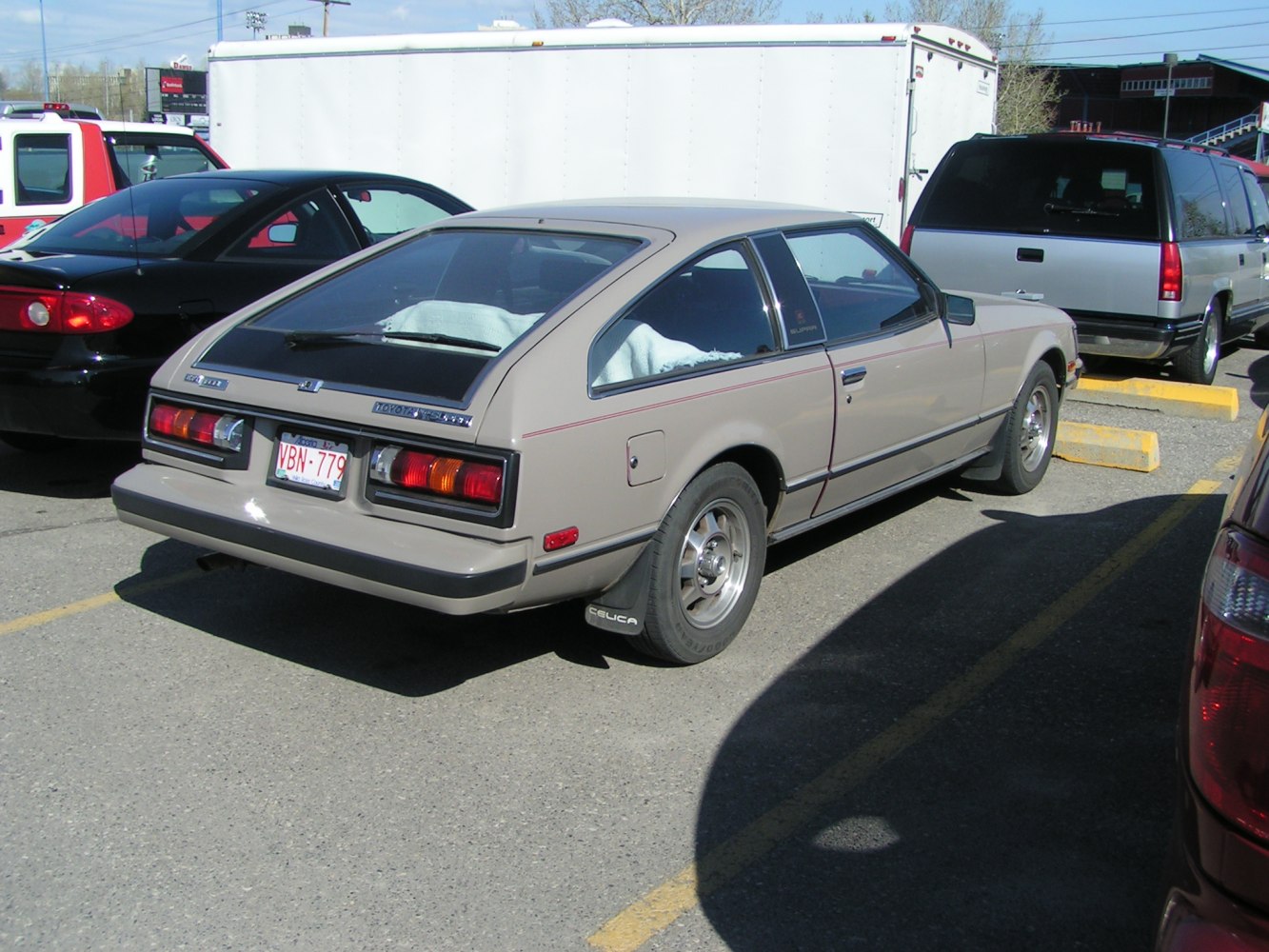 Rear hatch and taillight cluster of a vintage hatchback model