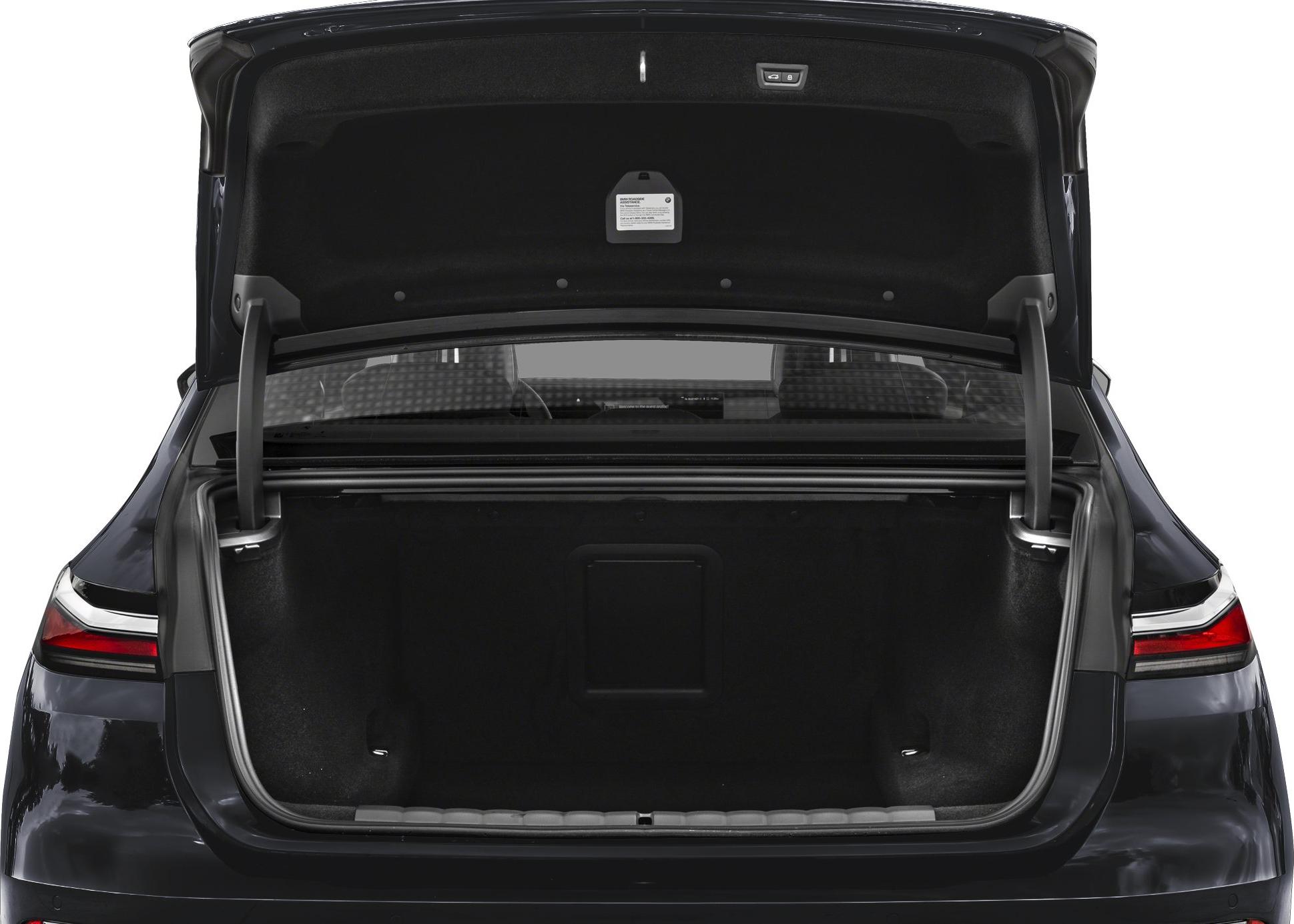 Spacious open trunk with well-defined interior and rear taillights