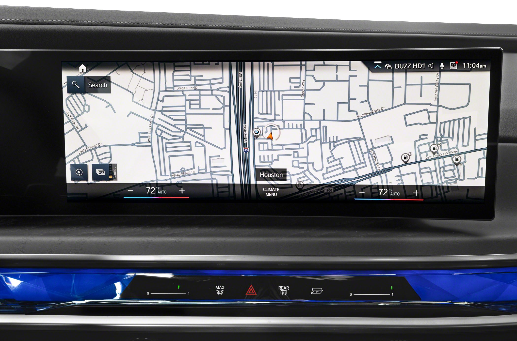 Digital navigation screen and climate control interface