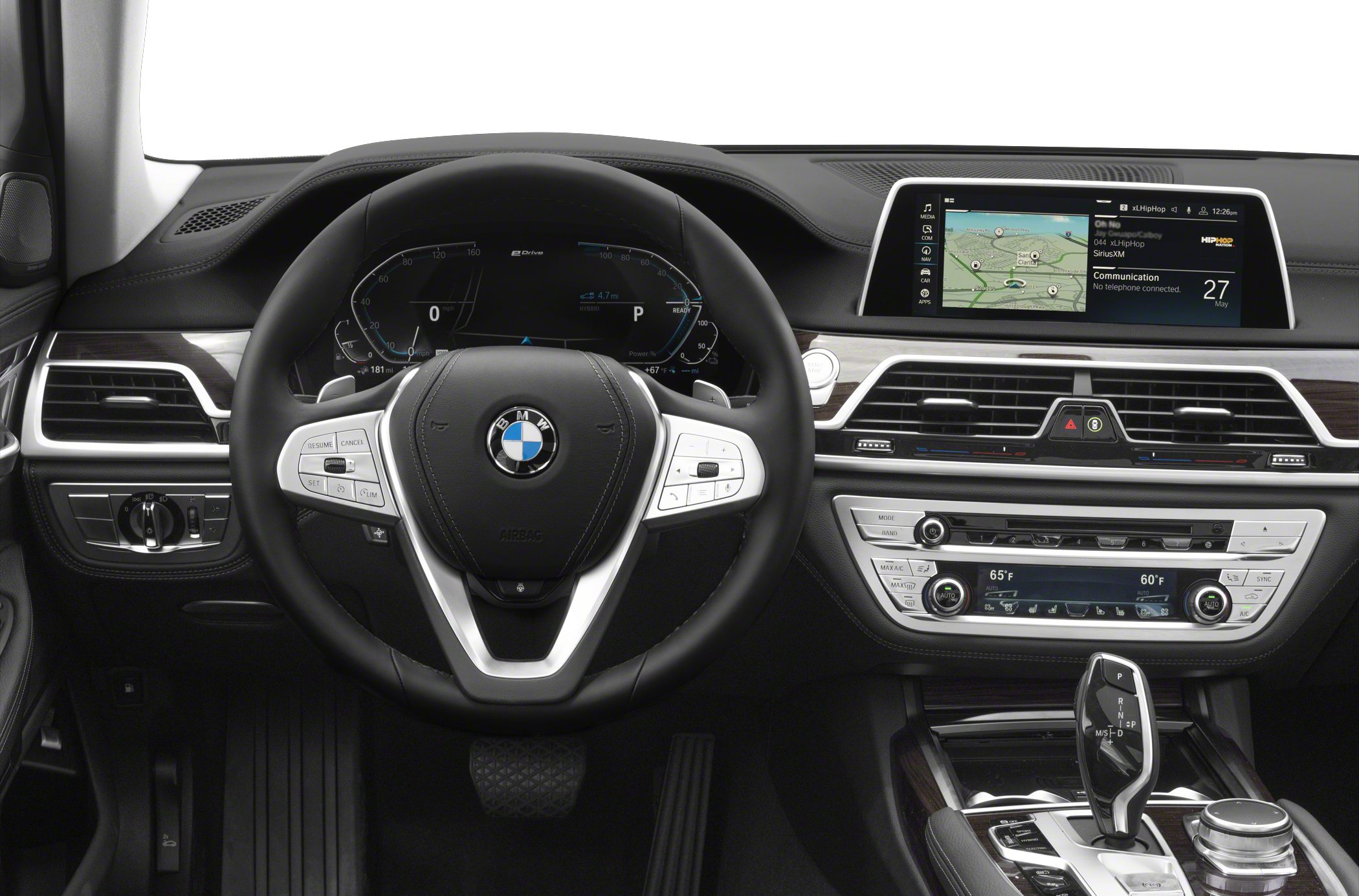 Digital instrument cluster with navigation screen and climate controls