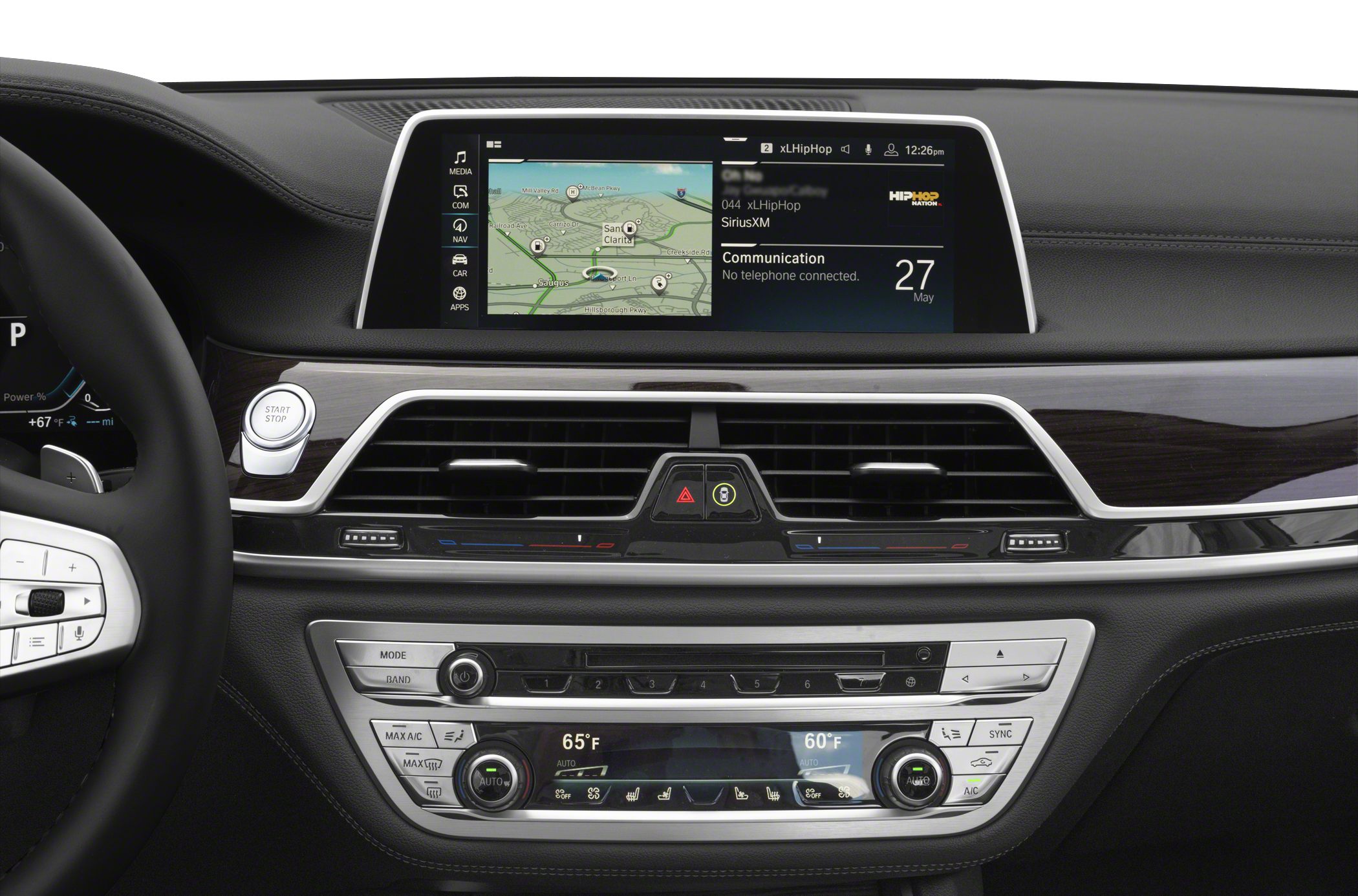 Multimedia infotainment screen and dual-zone climate control panel