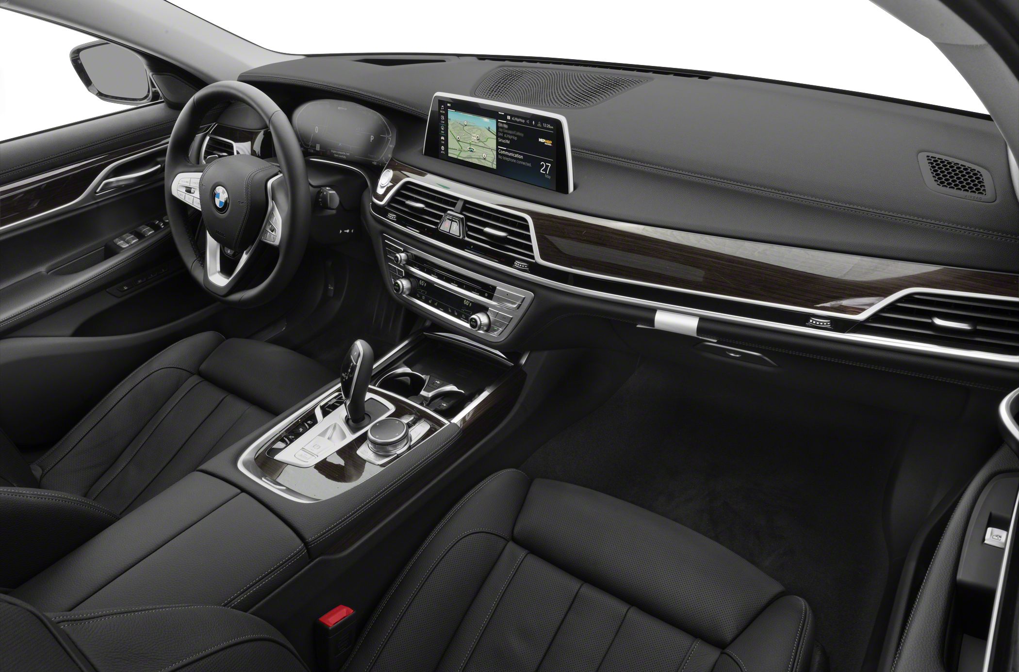 Luxury car interior with digital dashboard and infotainment screen