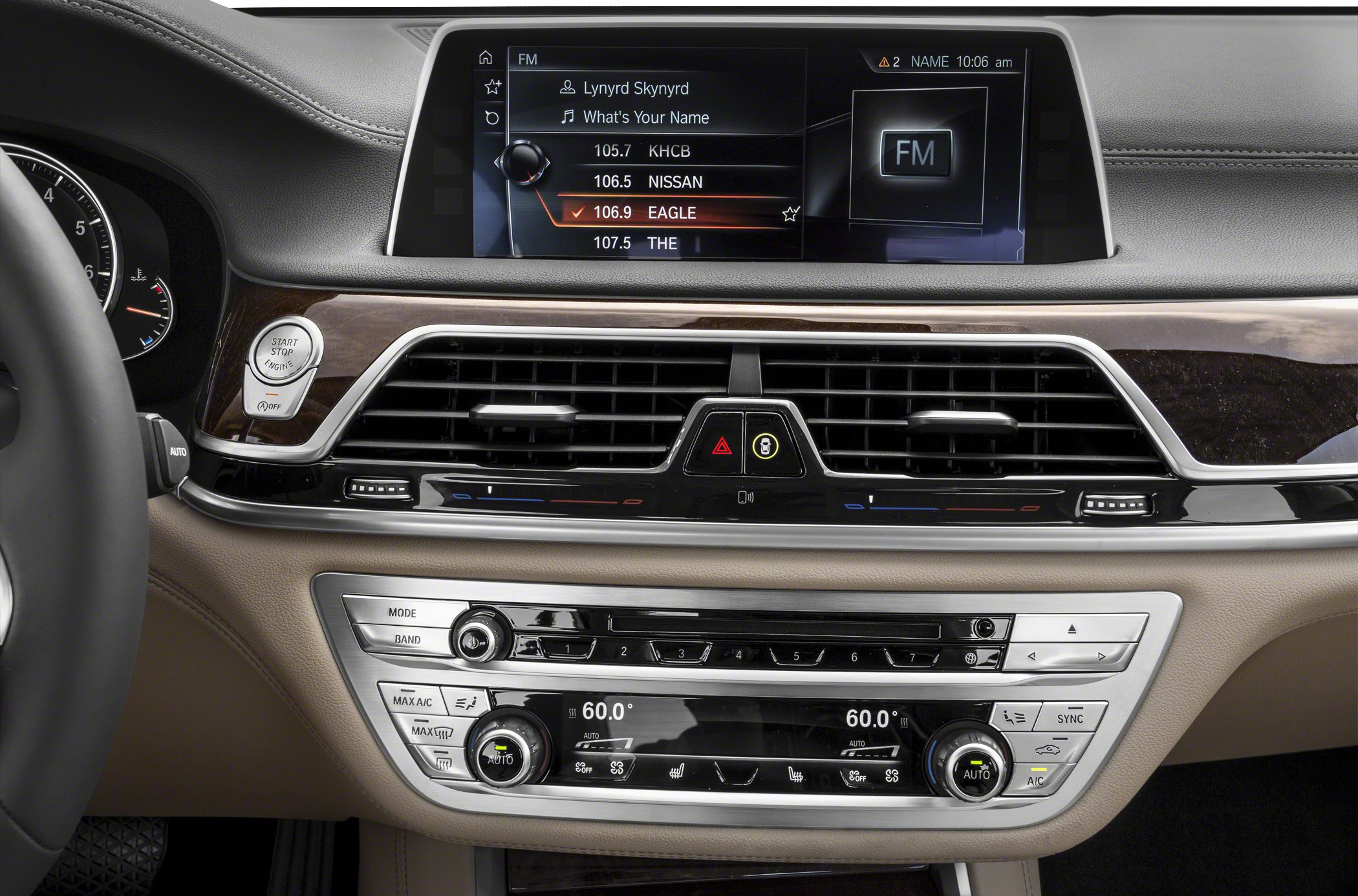 Car interior dashboard with infotainment screen and climate control panel