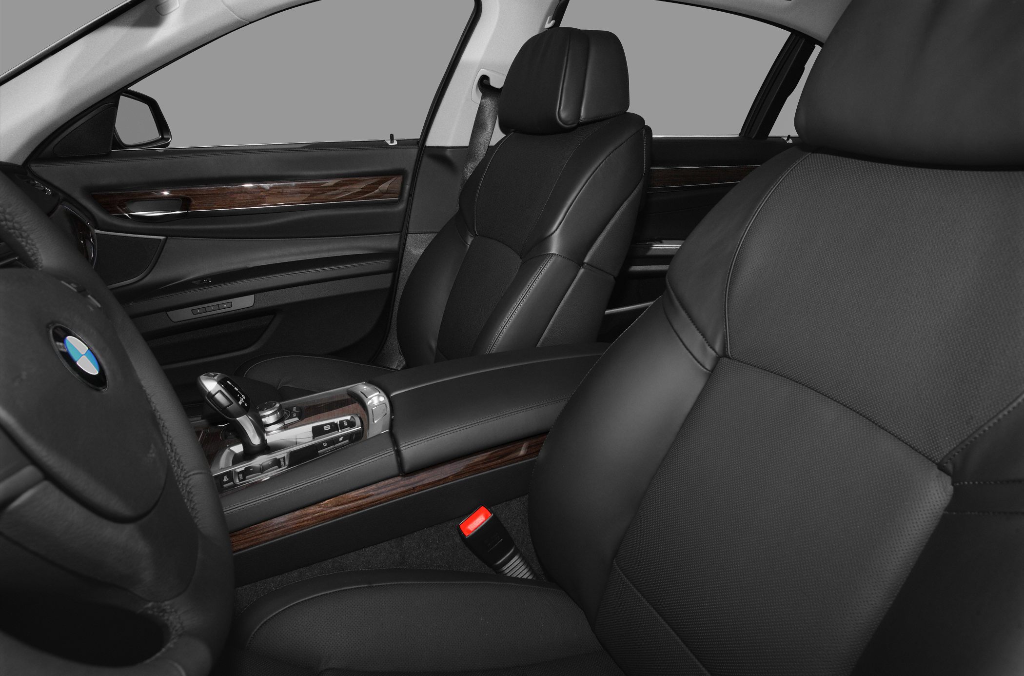 Black leather seats, wood trim, automatic gear shifter