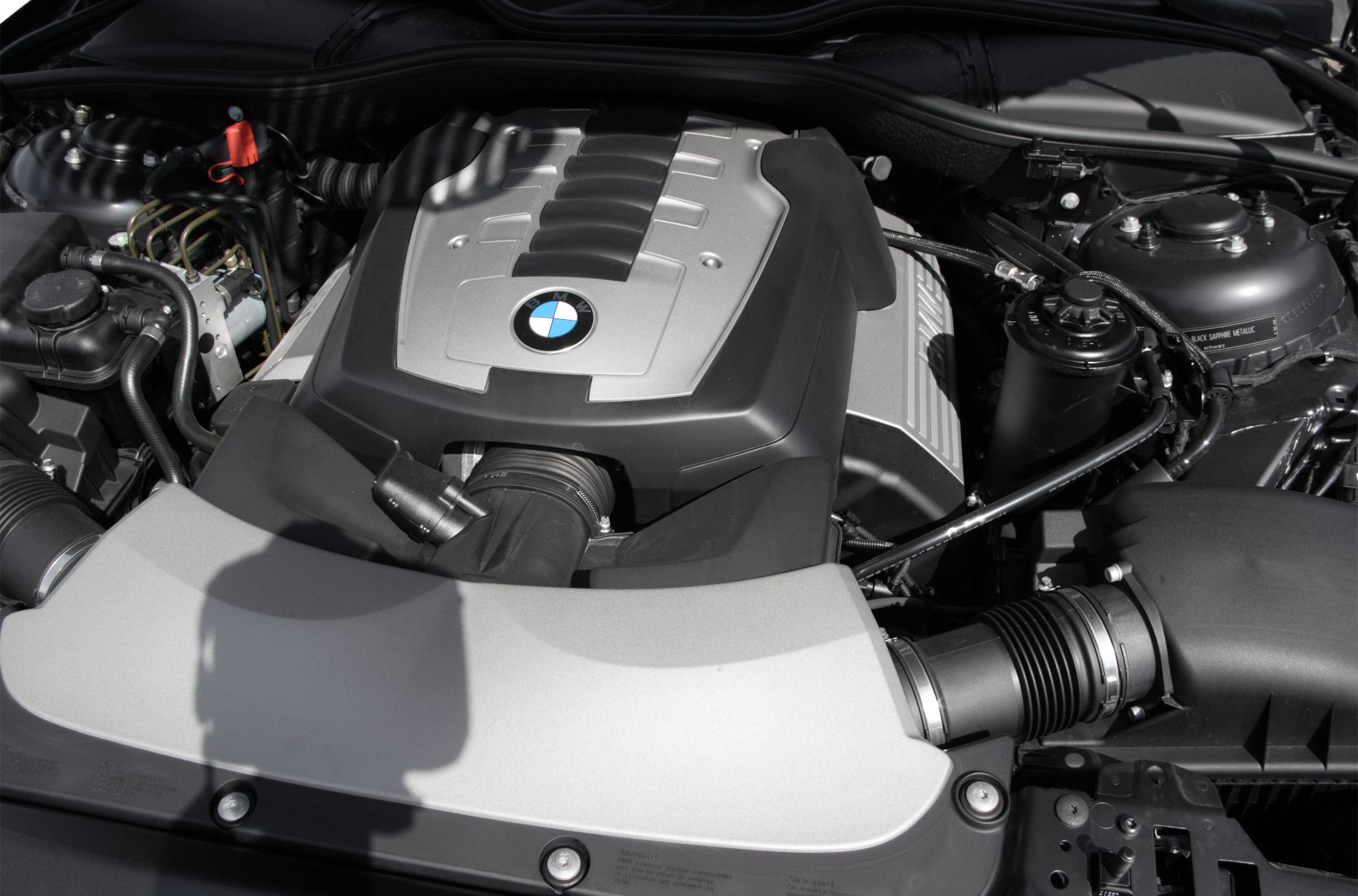 V8 engine with BMW emblem and engine bay details