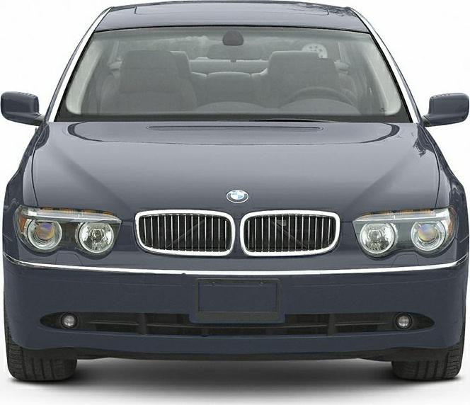 Close front view with kidney grille and dual round headlights