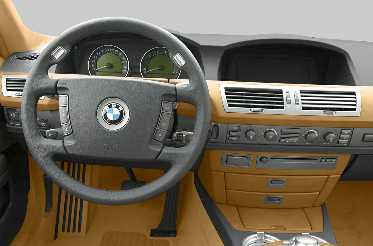 Interior dashboard and steering wheel with instrument cluster