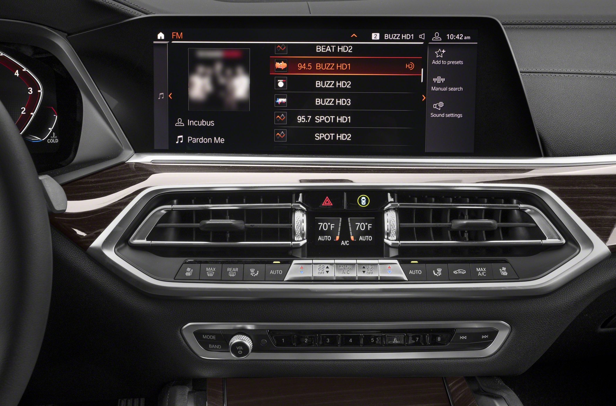 Infotainment display and dual-zone climate control interface
