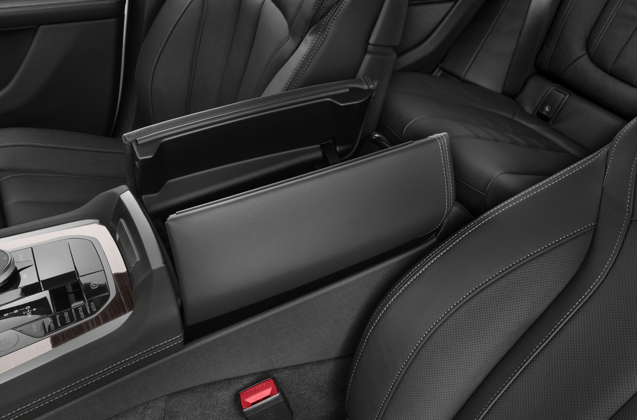 Luxury leather seats and center console with storage compartment
