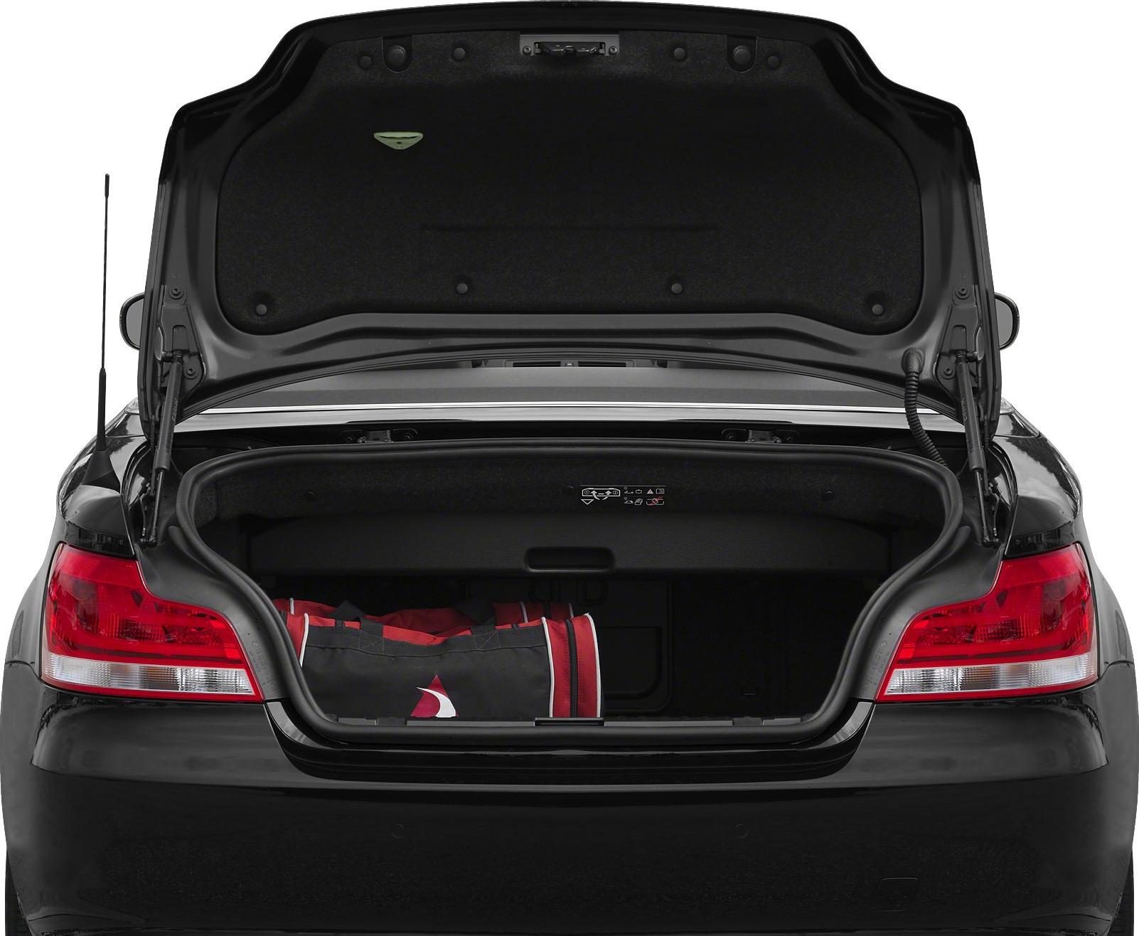 Open rear trunk with visible taillights and trunk interior.