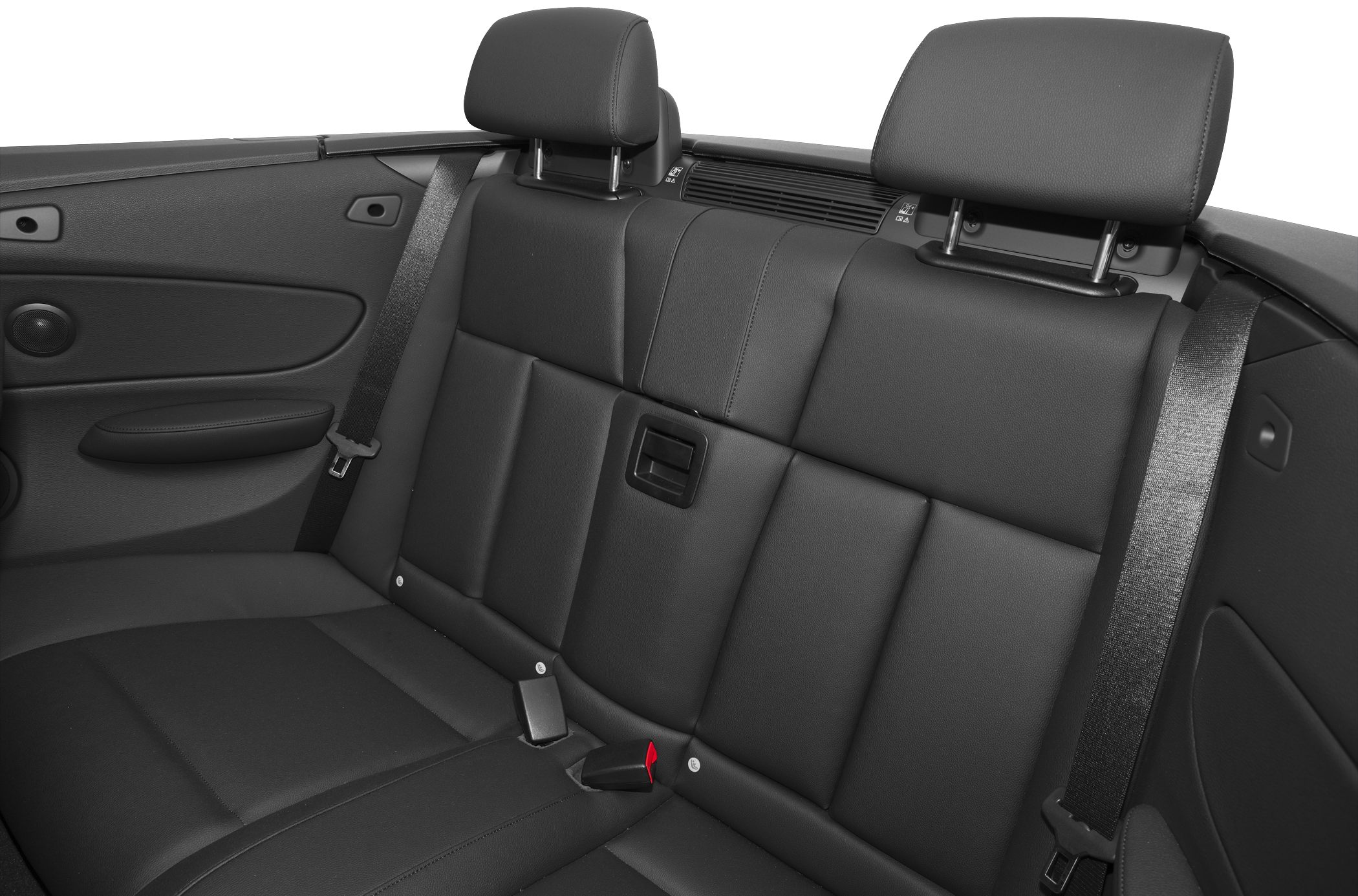 Black leather rear seats with headrests and seat belts