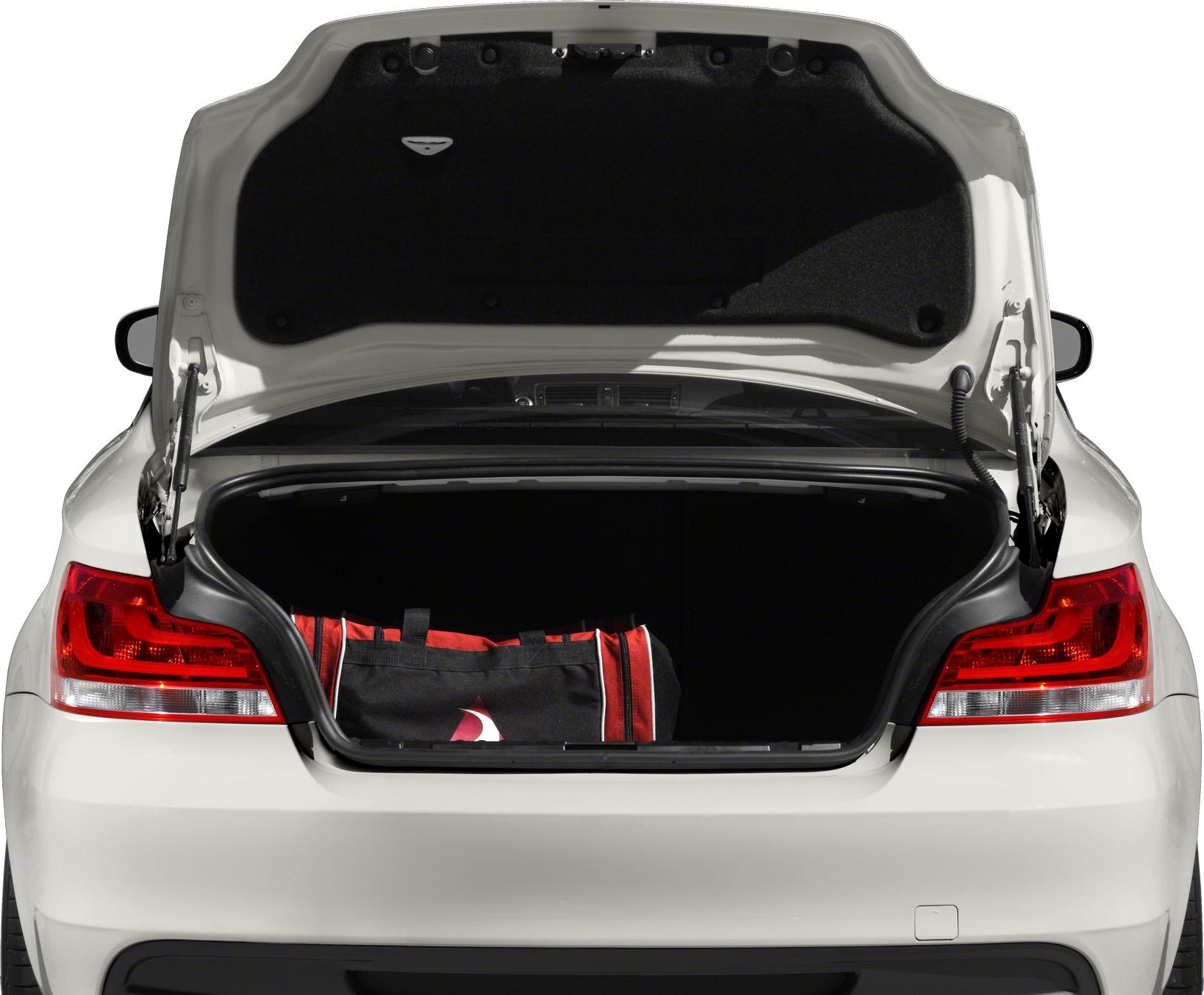 Open rear trunk with a bag inside and visible tail lights