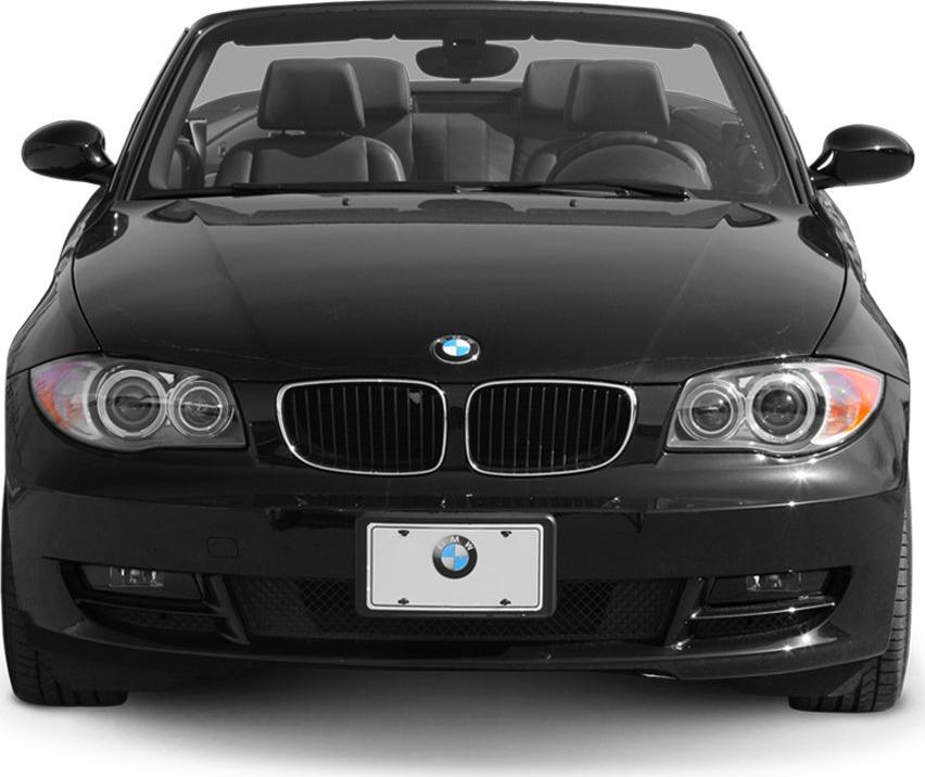 Front view of convertible with kidney grille and round headlights.