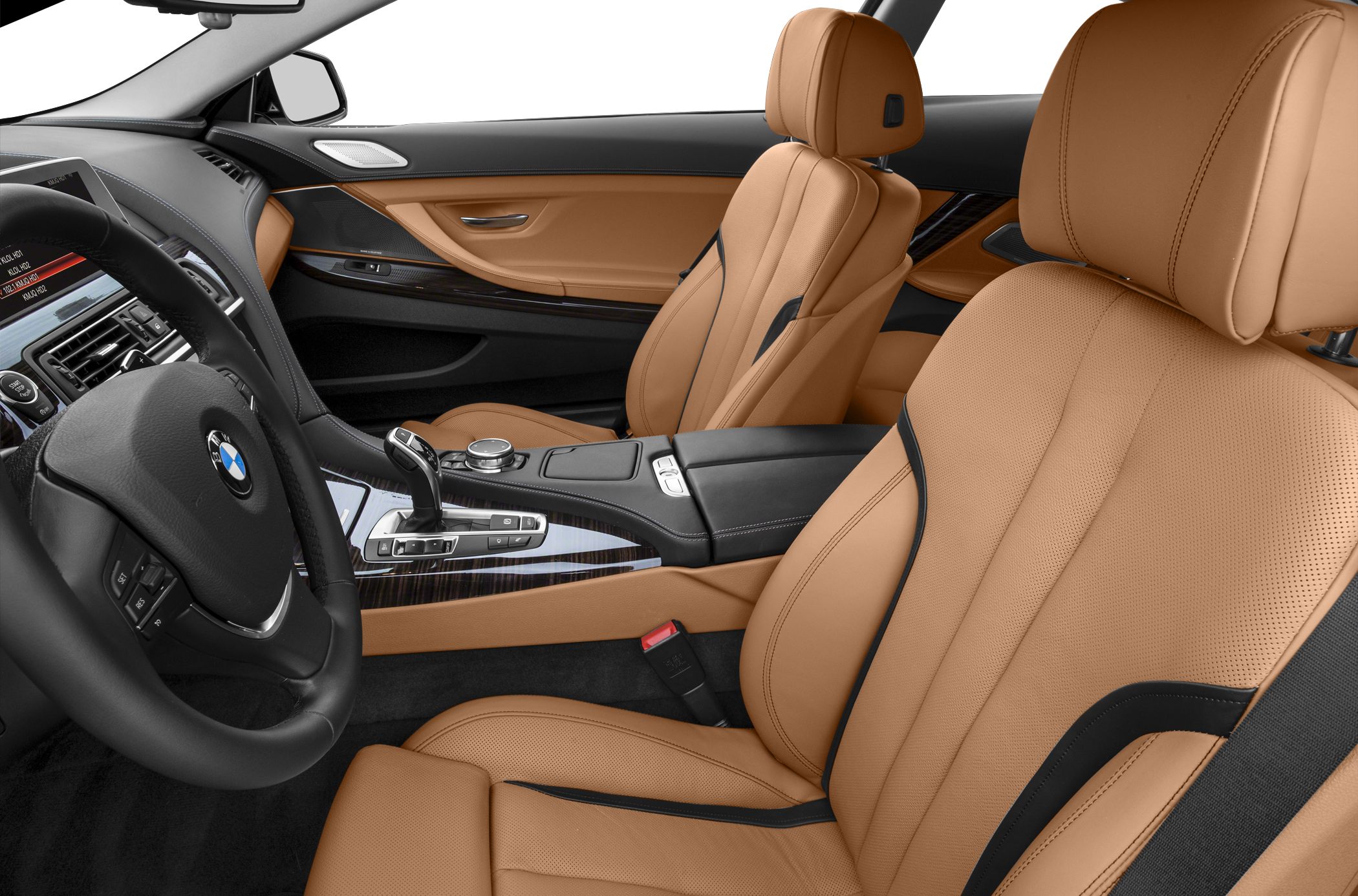 Tan leather seats with modern dashboard and center console