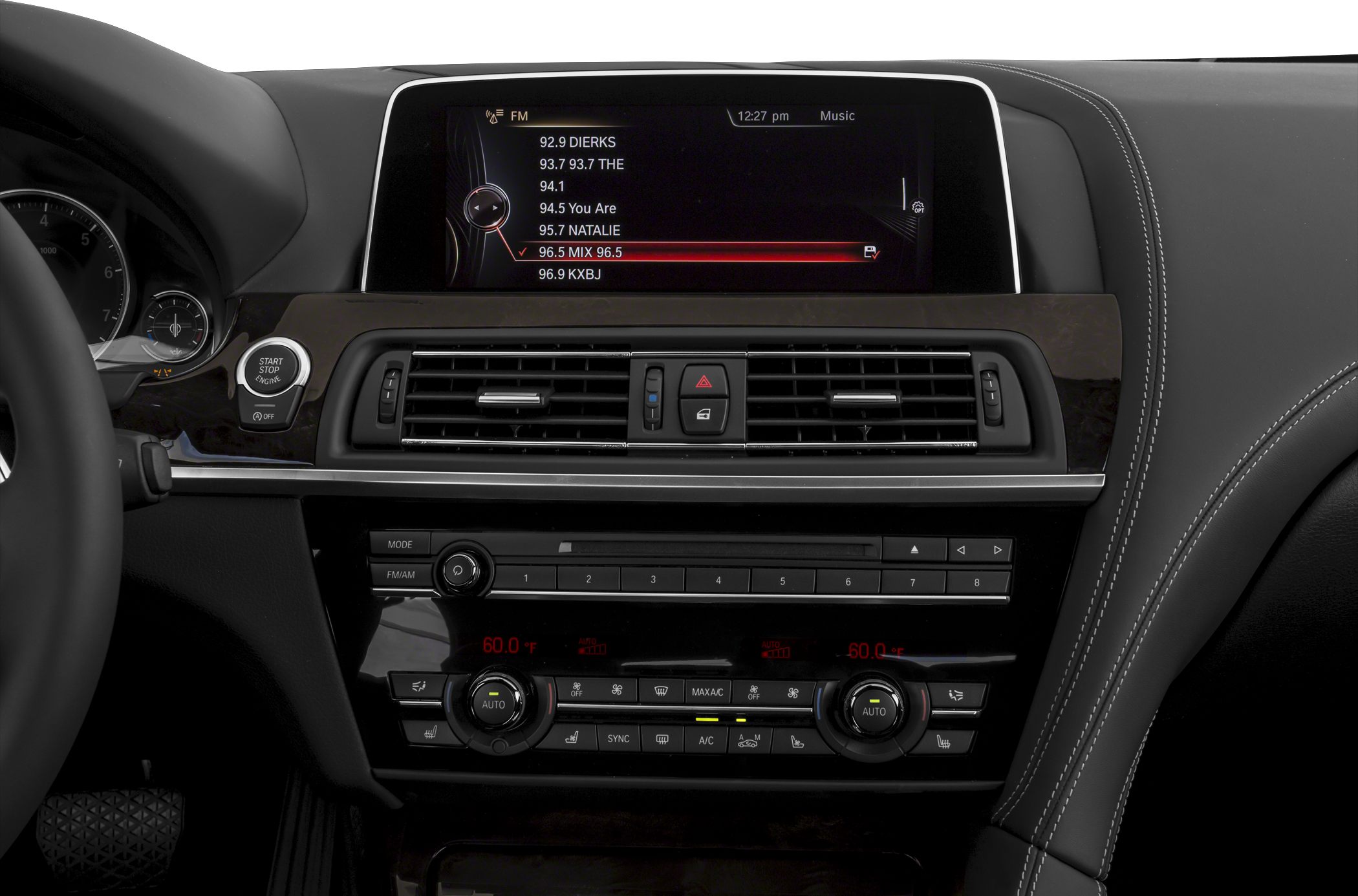 Car interior dashboard with infotainment and climate control