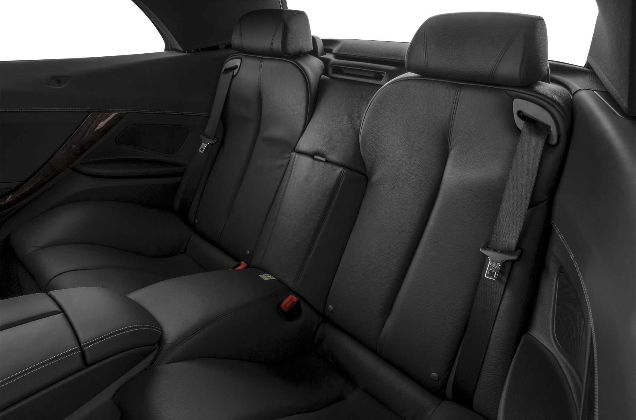 Black leather rear seats with integrated headrests and seat belts