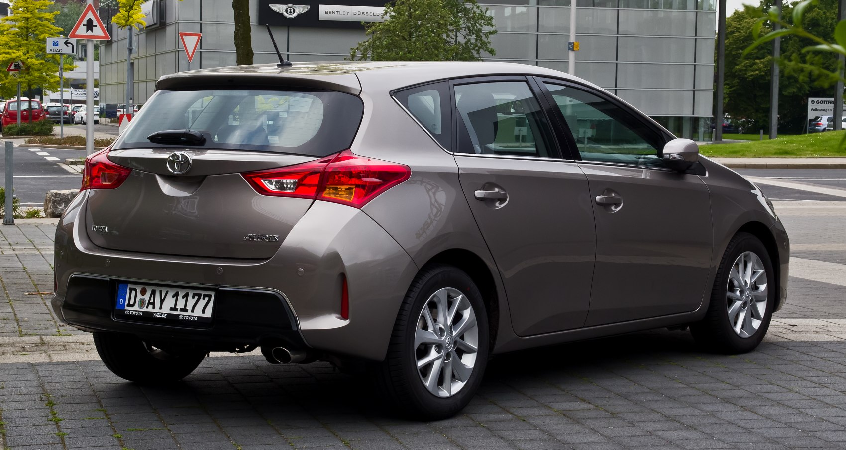 Rear and side view of a compact hatchback with distinctive rear lights