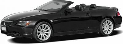 Sleek black convertible with open roof and premium alloy wheels