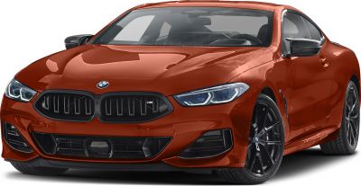 Aggressive grille and LED headlights on sporty coupe front