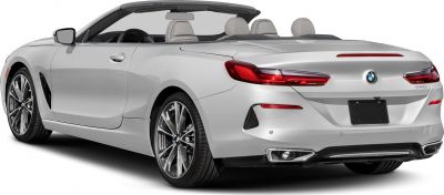 Rear view of luxury convertible with open-top and stylish alloy wheels