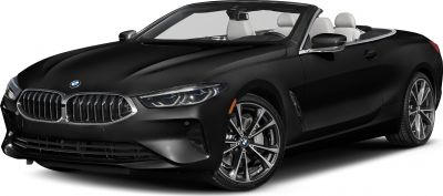 Front side view of a sleek convertible with open roof and elegant design.