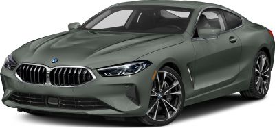 Front kidney grille and LED headlights of sporty coupe