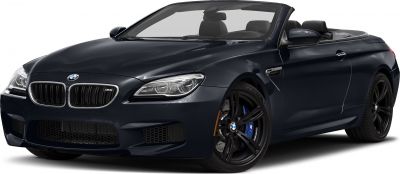 Convertible sports car front and side view with sporty wheels and brake calipers
