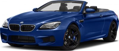 Front angled view of blue convertible with grille and black wheels