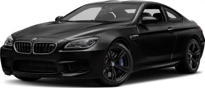 Front side view of a black coupe with sporty grille and alloy wheels