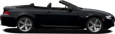 Side profile of a sporty convertible roadster with open roof and alloy wheels