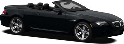 Black convertible with open roof and alloy wheels