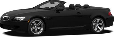 Black BMW convertible with sporty roadster design and open roof