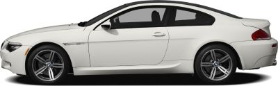 White two-door coupe with sporty design and alloy wheels side profile