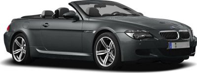 Front-side view of a sporty convertible with open roof and alloy wheels