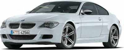 Front view of a sporty coupe with distinctive grille and alloy wheels