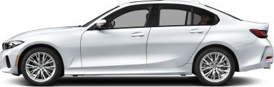 Side profile of a modern sedan with alloy wheels and aerodynamic door design