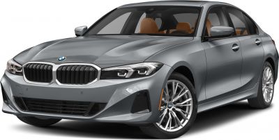 Front kidney grille, LED headlights, alloy wheels of modern sedan