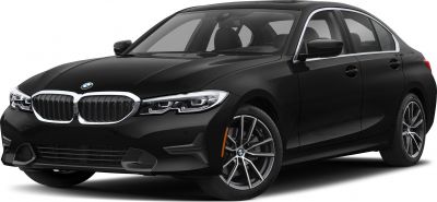 Front and side view of sedan highlighting kidney grille and LED headlights