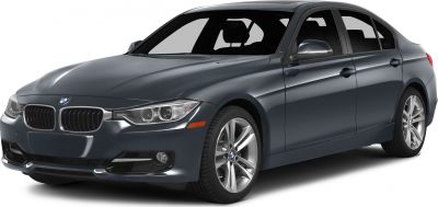Front and side view of BMW sedan with kidney grille and alloy wheels