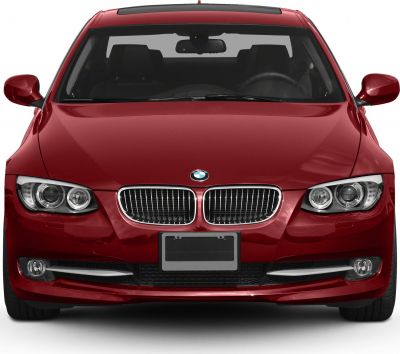 Front view with kidney grille and headlights