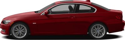 Side profile of sleek coupe with multi-spoke alloy wheels