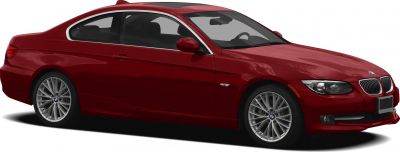 Red BMW coupe showcasing side profile and alloy wheels