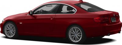 Red coupe side profile with alloy wheels and coupe silhouette