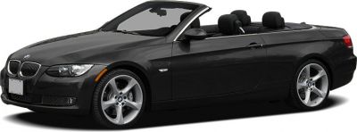 Front side view of convertible with retractable soft top and alloy wheels