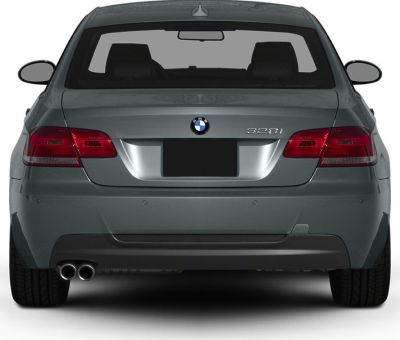 BMW coupe rear with dual exhaust and taillights