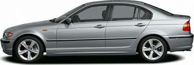 Side view of a silver four-door sedan with alloy wheels